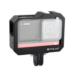 PULUZ Màu Đen - Hợp kim nhôm Khung gắn Hộp bảo vệ với khe đế giày lạnh & Bộ điều hợp chân máy cho Insta360 One R 
