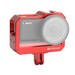  PULUZ Màu Đỏ - Hợp kim nhôm Khung gắn Hộp bảo vệ với khe đế giày lạnh & Bộ điều hợp chân máy cho Insta360 One R 