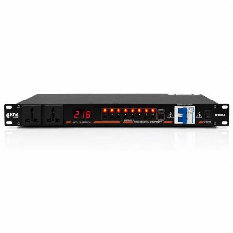 Quản lý nguồn điện tự động KIWI Q308A, 8 ổ cắm nguồn, USB cấp nguồn 5V