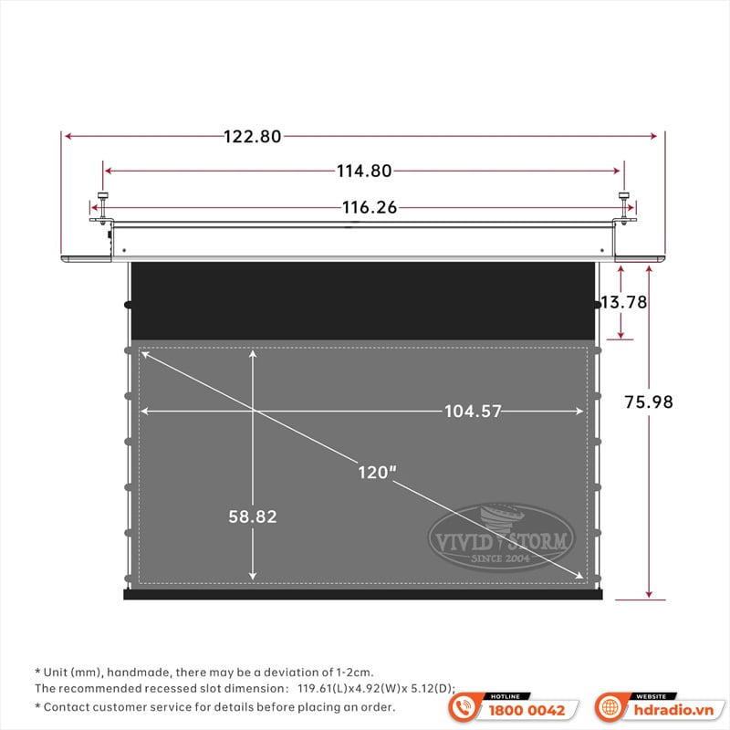 Ảnh minh họa Màn chiếu âm trần quang học Vividstorm VPCLUST120H (120 Inch16:9) Dùng Cho Máy Chiếu Gần 3