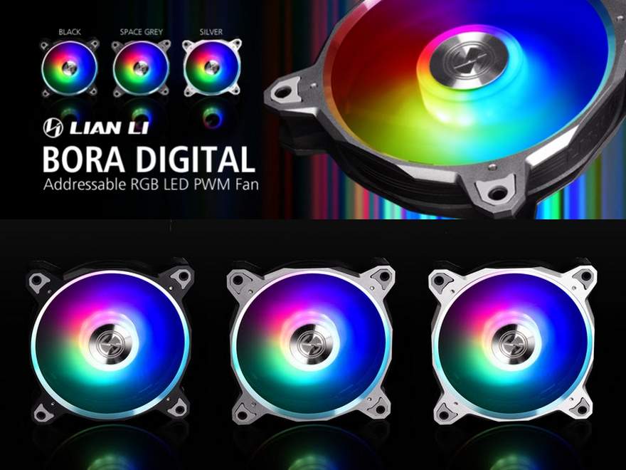Ảnh minh họa Quạt máy tính Lian Li Bora Digital - Pack 3 - Space Grey 1