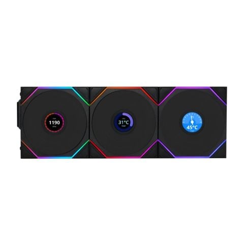 Quạt tản nhiệt Lian Li TL LCD Wireless 120-3 Black 12TLLCD1W3B