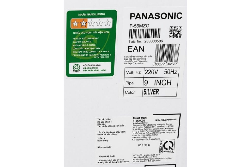 Ảnh minh họa Quạt trần Panasonic 4 cánh F-56MZG-SS (F-56MZGTBSAV) 59W 2