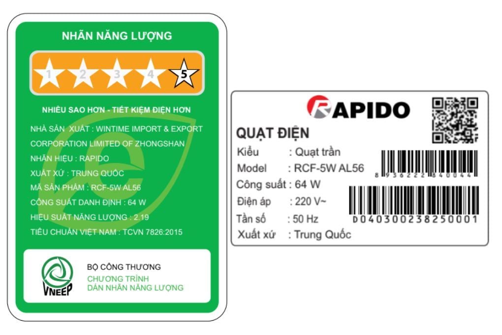 Ảnh minh họa Quạt trần Rapido 5 cánh RCF-5W AL56 64W 3