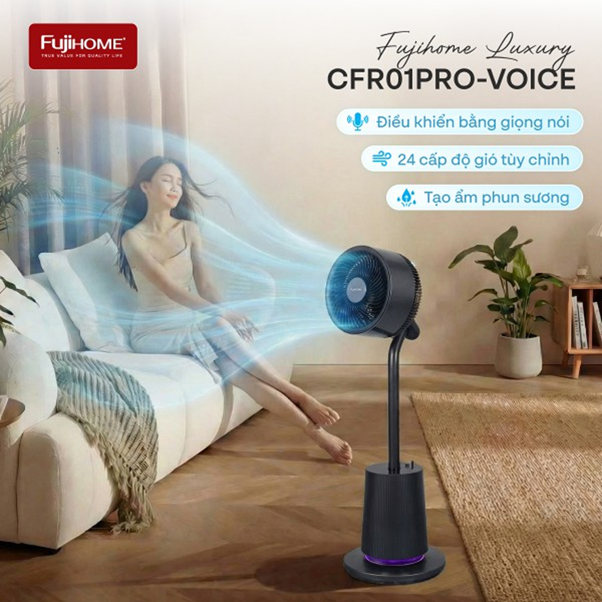 Ảnh minh họa Quạt tuần hoàn thông minh Fujihome CFR01 PRO-VOICE 2