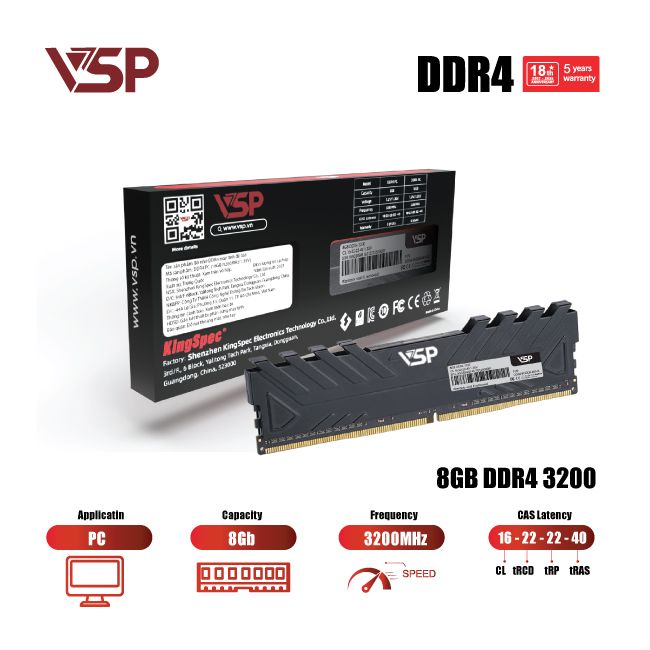 Ảnh minh họa RAM Desktop VSP (DD04-8GDDR40143) 8GB (1x 8GB) DDR4 3200Mhz 1