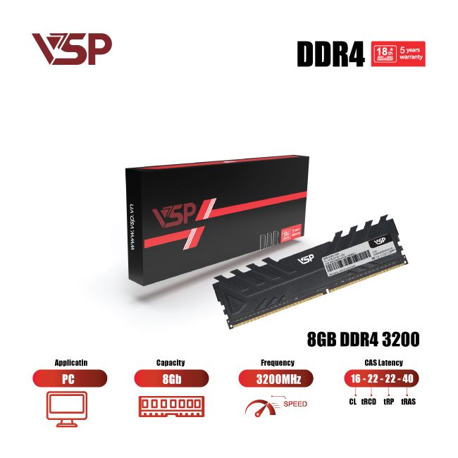 Ảnh minh họa RAM Desktop VSP (DD04-8GDDR40143) 8GB (1x 8GB) DDR4 3200Mhz 2