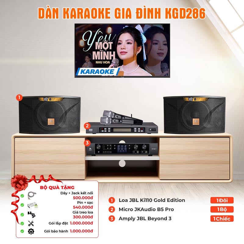 Ảnh minh họa Dàn karaoke gia đình KGD286 (JBL Ki110 Gold Edition, Beyond 3, JKaudio B5 Pro) 1