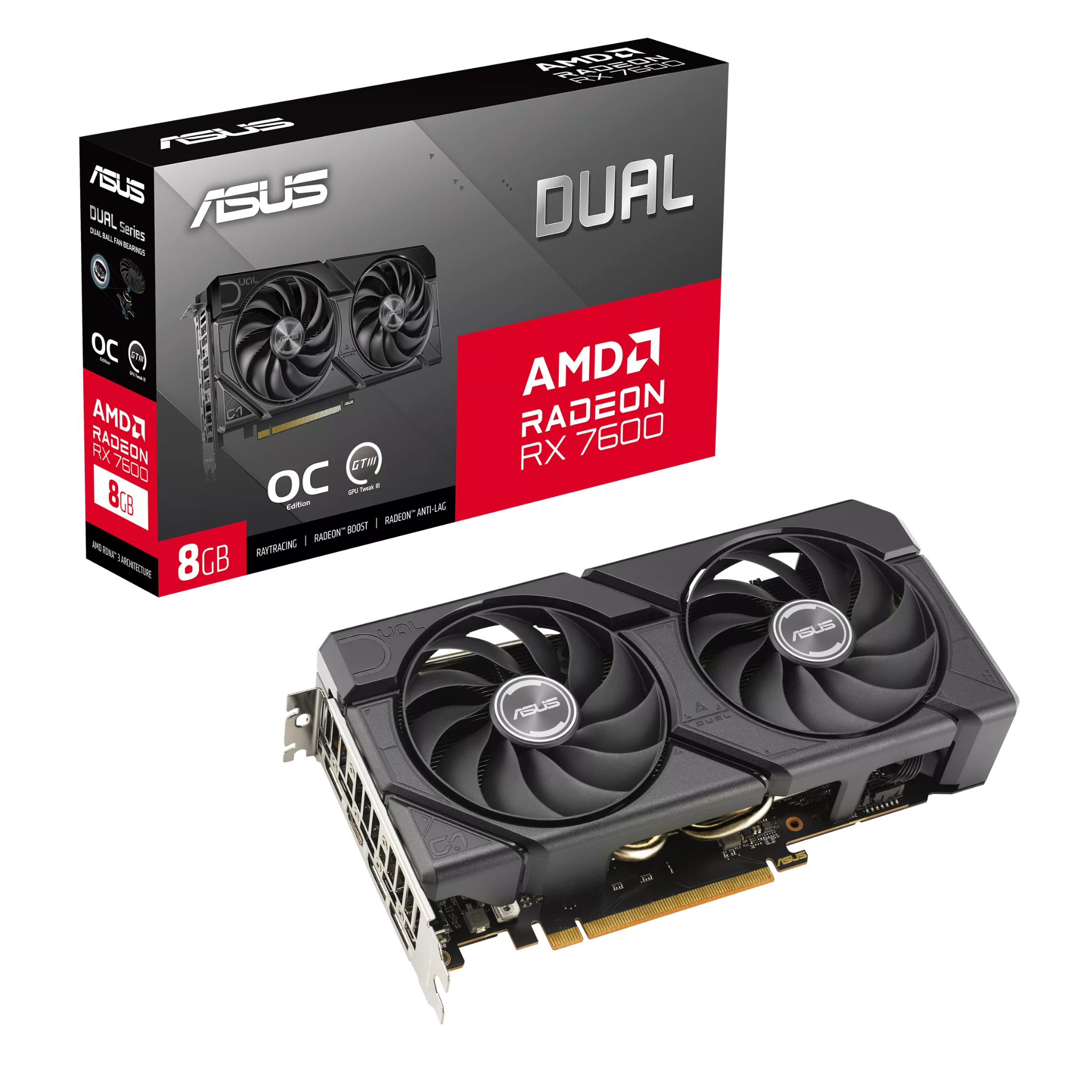 Card màn hình AMD Radeon RX 7600 ASUS Dual EVO OC | 8GB GDDR6, 2048 SP, 550W