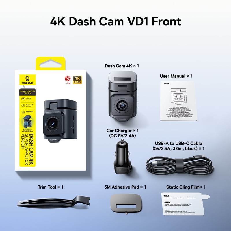 Ảnh minh họa Camera hành trình Baseus PrimeTrip VD1 Pro Dash Cam 4K Super Capacity Version Cosmic Black (C0119804) 3