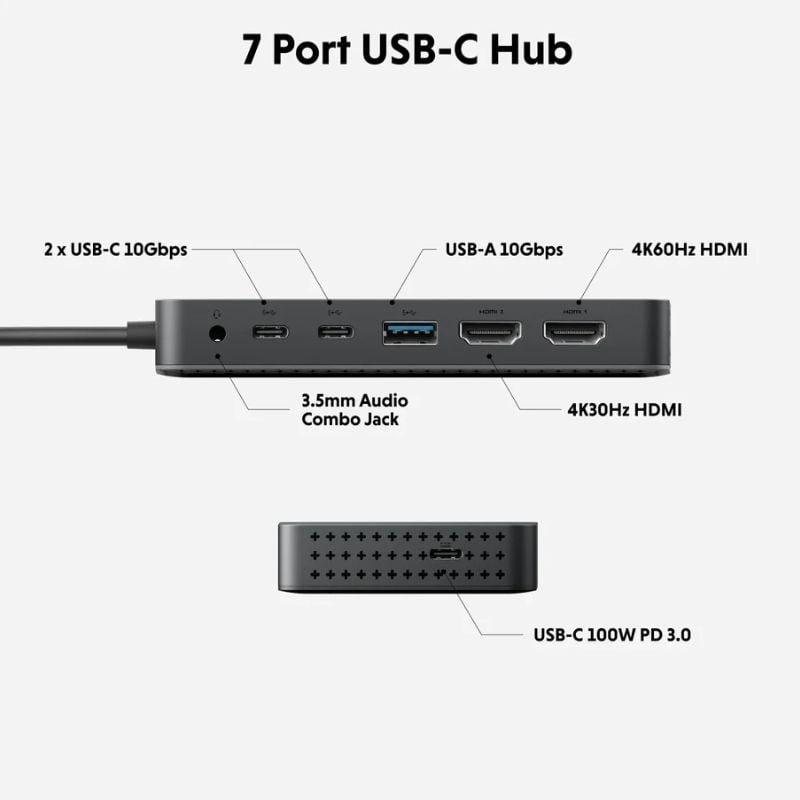 Ảnh minh họa HUB USB C 7 trong 1 HyperDrive NEXT Dual 4K HDMI HD7002GL (Xuất 2 màn hình cho MacBook M1/M2/M3) 2