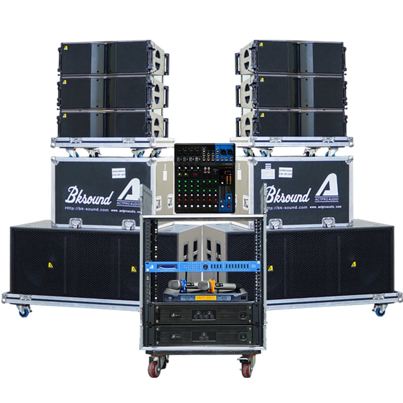 Dàn âm thanh Line Array Passive Actpro 09 (6 full Array bass đôi 20 KR608F + 2 sub hơi Bass đôi 50 + 2 đẩy + Cros +...)