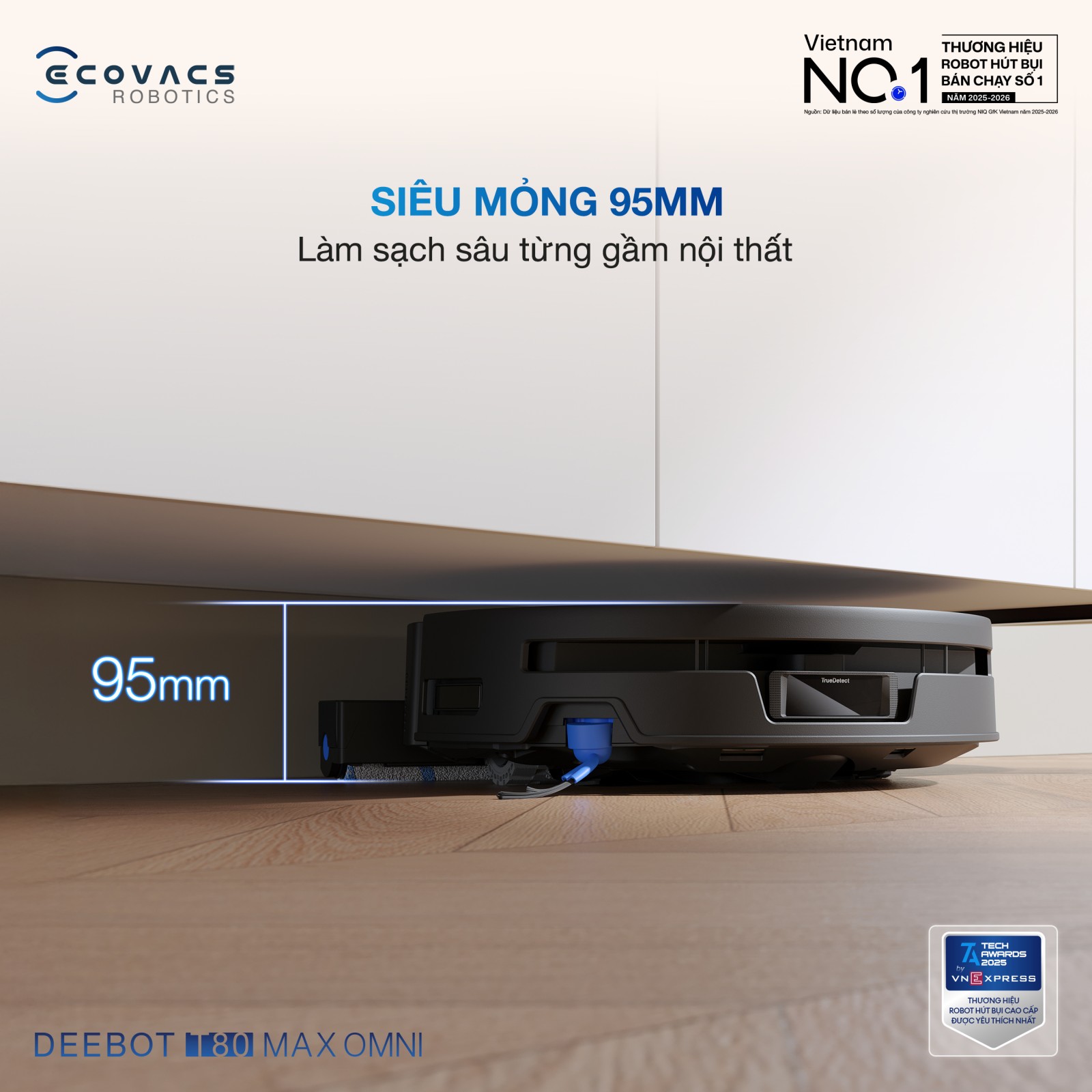 Ảnh minh họa Robot hút bụi Ecovacs Deebot T80 Max Omni | Lực hút 40.000 Pa 3