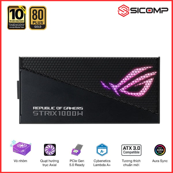 Ảnh minh họa NGUỒN ASUS ROG ROG STRIX 1000G AURA GAMING (ATX3.0/PCIE 5.0/FULL MODULAR/MÀU ĐEN) 1