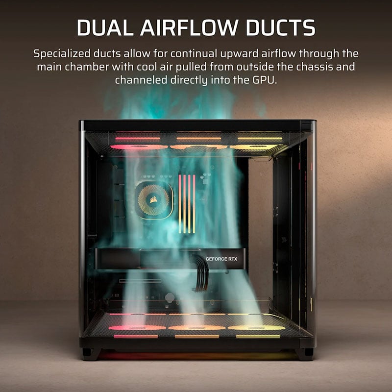 Ảnh minh họa Case máy tính Corsair AIR 5400 LX-R RGB iCUE LINK Triple Chamber Black CC-9011320-WW 3