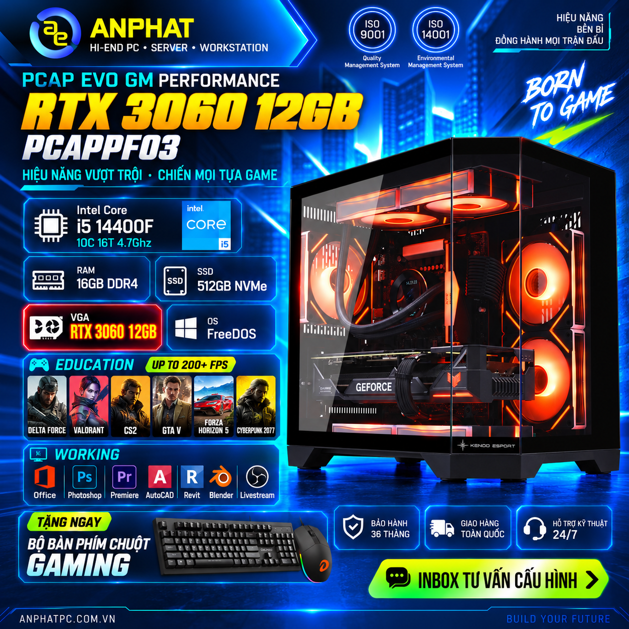 PC GAMING PCAP EVO GM PERFORMANCE RTX 3060 12GB / Intel Core i5 14400F / RAM 16GB / SSD 512GB / FreeDOS / PCAPPF03