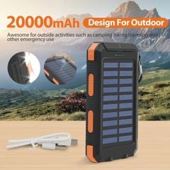  Pin Sạc Dự Phòng 20000mAh USB Solar Power Bank 