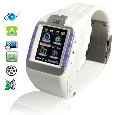 N800 GSM White – Đồng hồ điện thoại thời trang, Bluetooth, SIM đơn, 2G