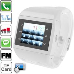  Điện thoại đồng hồ Q2 White – Bluetooth, FM, Hai SIM, Thời lượng pin lâu 