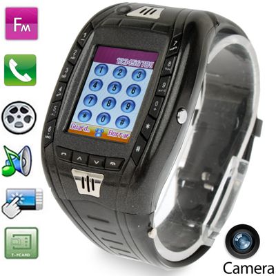 Điện thoại đồng hồ AK11 Black – Máy ảnh, Bluetooth, FM, Một SIM
