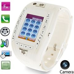  Điện thoại đồng hồ AK11 White – Máy ảnh, Bluetooth, FM, Một SIM 