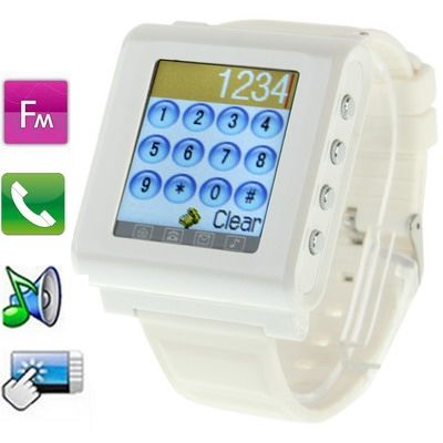 Điện thoại đồng hồ thông minh AK812 2G White – Màn hình cảm ứng, FM, Bluetooth, Thẻ SIM đơn, GSM bốn băng tần