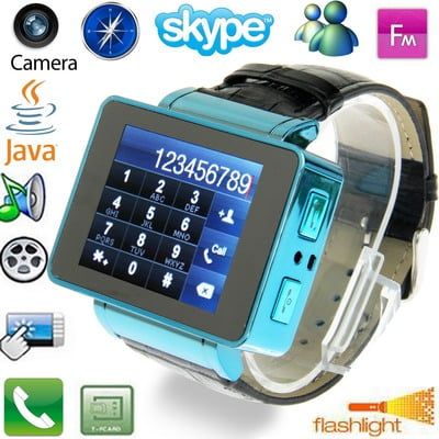 I8 GSM Blue – Điện thoại đồng hồ thông minh 2G, hỗ trợ Bluetooth, FM, Java và thẻ SIM độc lập