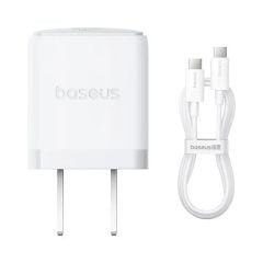  Bộ sạc nhanh Baseus Palm 1C 30W US (kèm cáp USB-C to USB-C 1m) (Trắng) 