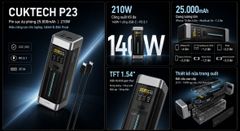  Pin sạc dự phòng Cuktech P+Series No.20 P23 2C1A 25000mAh 210W có màn 