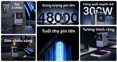  Trạm sạc dự phòng di động Ugreen 3C2A 48000mAh 300W màn hình hiển thị 