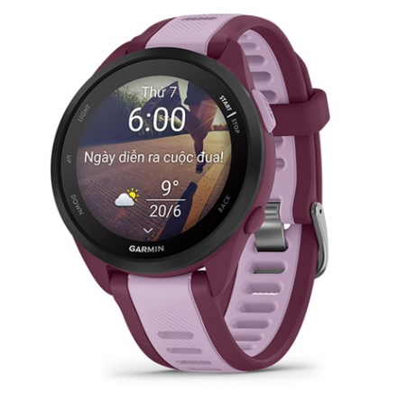 Garmin Forerunner 165 Music 43mm dây silicone - Hồng Tím