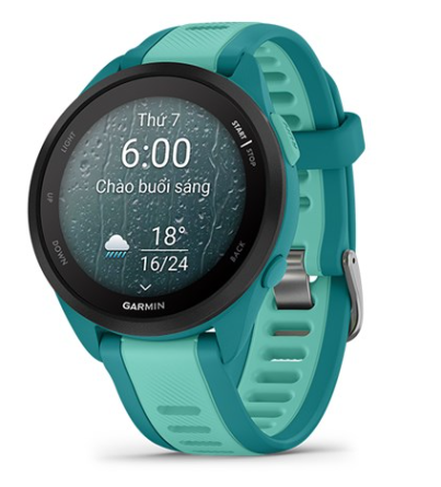 Garmin Forerunner 165 Music 43mm dây silicone - Xanh ngọc