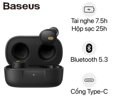Tai nghe Bluetooth True Wireless Baseus Bowie E18 - Đen