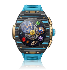  VERTU Watch S1 Finished Set Bespoke Gold Black and Blue Carbon Fiber Light Blue Strap 