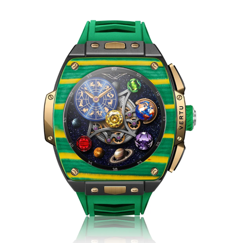 VERTU Watch S1 Finished Set Bespoke Gold YellowGreen Carbon Fiber Green Strap