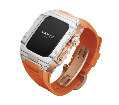Vertu Watch Stainless Steel White Gold Orange Rubber