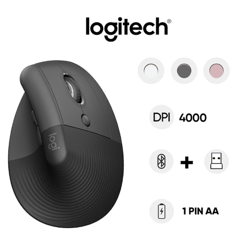 Chuột không dây bluetooth công thái học Logitech Lift Vertical - Đen