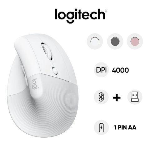 Chuột không dây bluetooth công thái học Logitech Lift Vertical - Trắng