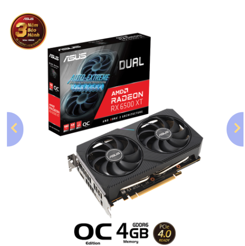 VGA Asus DUAL RX 6500 XT OC 4GB V2