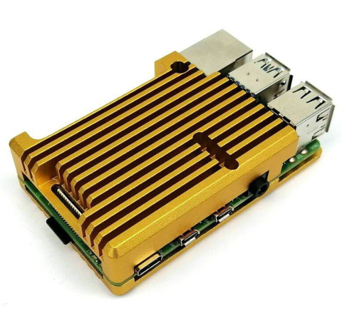 Aluminum Case for Raspberry Pi 4 Model B - Gold Color