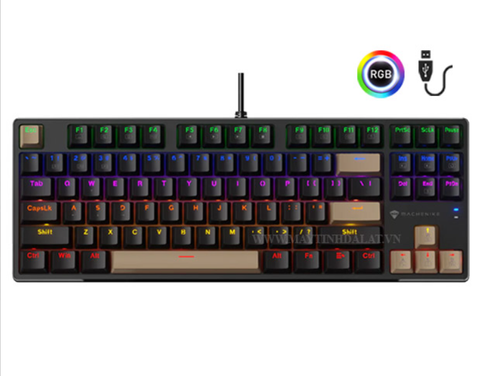 BÀN PHÍM CƠ GAMING CÓ DÂY MACHENIKE K500B-B87 RED SWITCH RGB - Đen