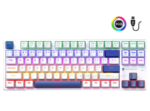 BÀN PHÍM CƠ GAMING CÓ DÂY MACHENIKE K500B-B87 RED SWITCH RGB - Trắng