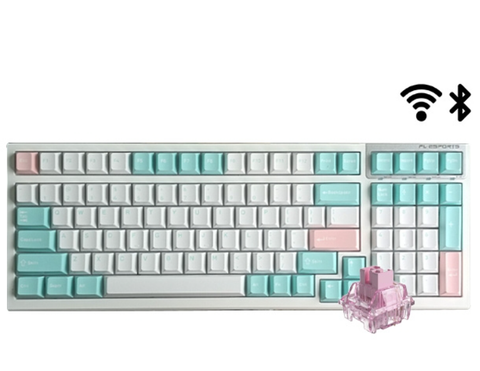 BÀN PHÍM CƠ KHÔNG DÂY FL-ESPORTS FL100 CPM MARSHMALLOW SA ICE PINK SWITCH