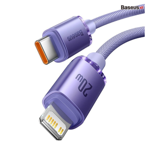 Cáp sạc Baseus Crystal Shine Series USB/Type-C to Lightning màu Tím