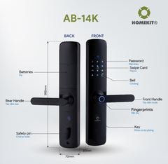  Khóa vân tay HomeKit AB-14K – Chống cháy nổ vật liệu hàng không 