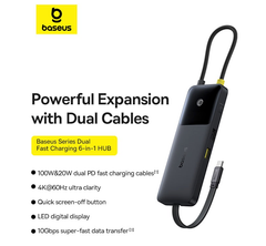  Hub Baseus Dual Fast Charging mở rộng kết nối sạc nhanh 