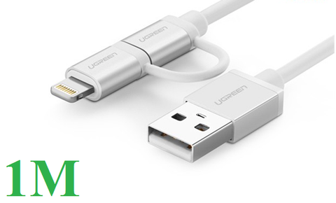 Cáp sạc 2 trong 1 UGREEN 20748 Micro USB & Lightning 1m