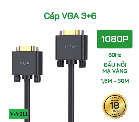 Cáp VGA 3+6 dài 30m VegGieg 2 Đầu Dương V2 - V-V211