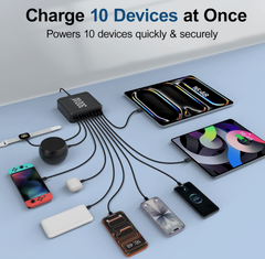  Trạm sạc sininoes 10P 300W GaN 10 cổng USB-C/USB-A 