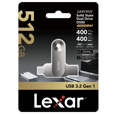 Lexar JumpDrive D500 512GB – USB-C & USB-A 3.2 Gen 1